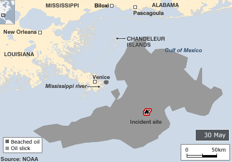Oil spillage map, May 30th, 2010